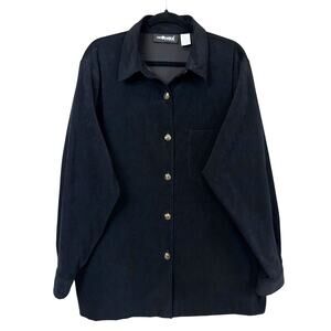 Sag Harbor Black Button-Up Structured Jacket Size 20W